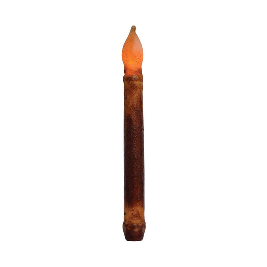 9-inch burnt mustard LED taper candle with realistic wax finish and safe flameless lighting