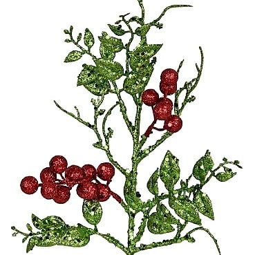 18-inch glitter leaves spray with sparkling glitter-coated foliage for elegant holiday decoration