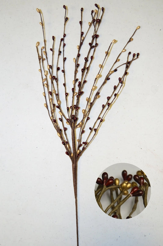 18 inch burgundy gold mini berry pick with rich colors for fall Christmas and elegant holiday decorating at RRO Home