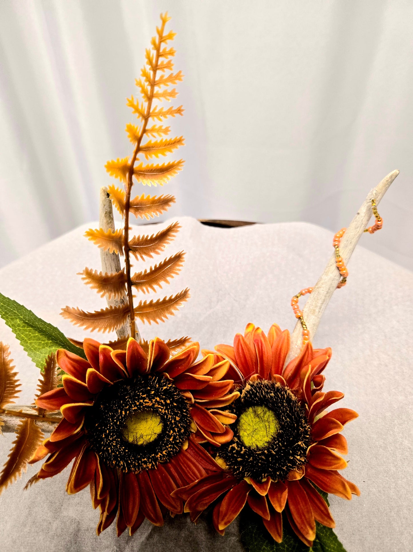 4-Point White-Tail Deer Antler Art | Rustic Orange & Natural Decor, 10"