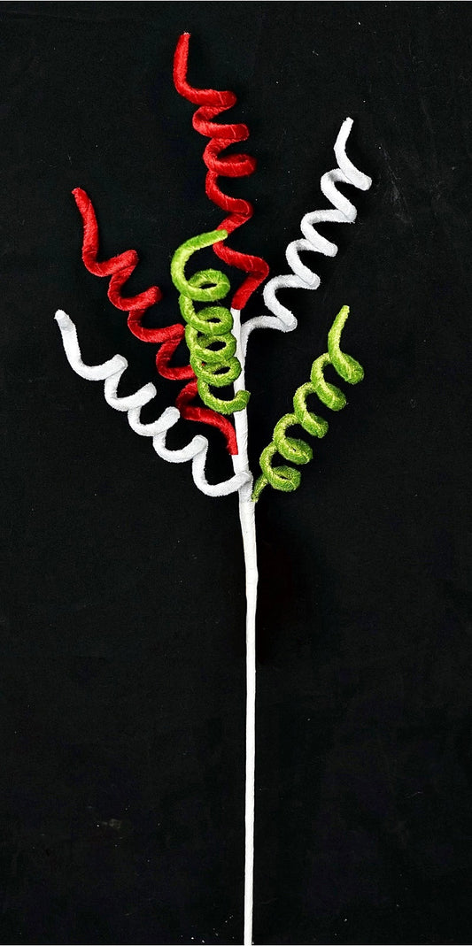20-inch holiday mix spiral spray with red, green, and gold spirals for elegant Christmas decoration