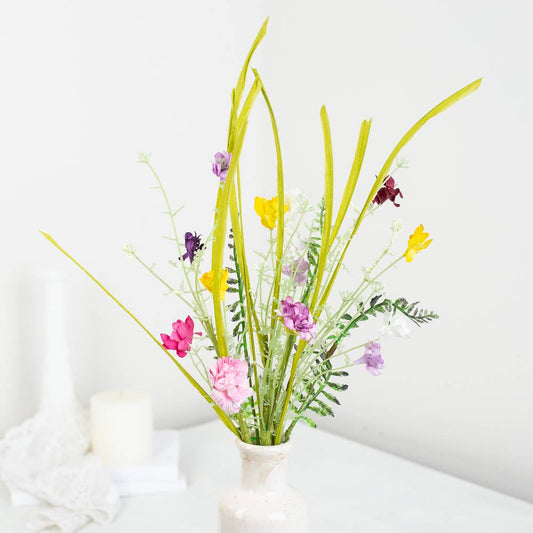 21 inch mixed wildflowers stem with spring artificial flowers for natural meadow style arrangements