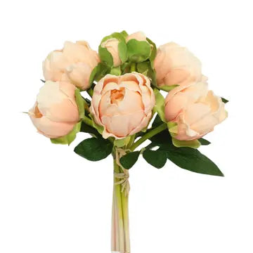 10.5 inch real touch peony bundle with 8 peach flowers and buds for romantic wedding centerpieces and home decor