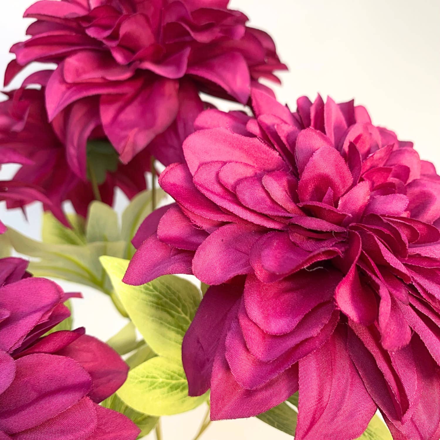16-inch artificial plum-colored dahlia bush with seven realistic dahlia blooms