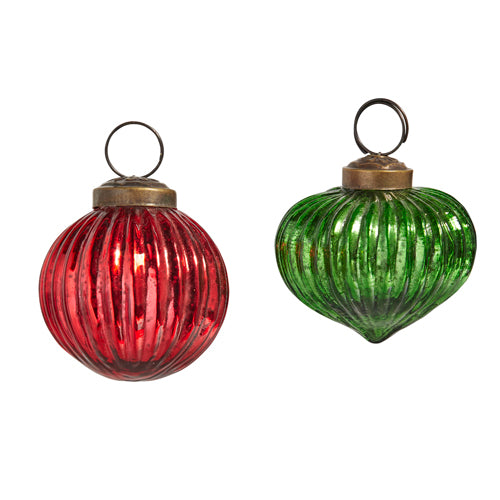 2 inch mini ribbed ornament with elegant textured design for Christmas tree and holiday wreath decorating at RRO Home
