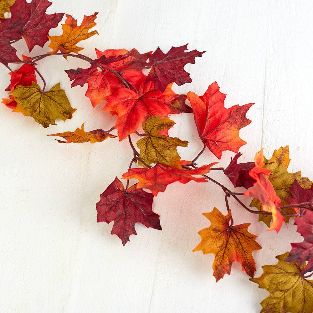 6 Foot Autumn Maple Leaf Garland - Fall Seasonal Decoration