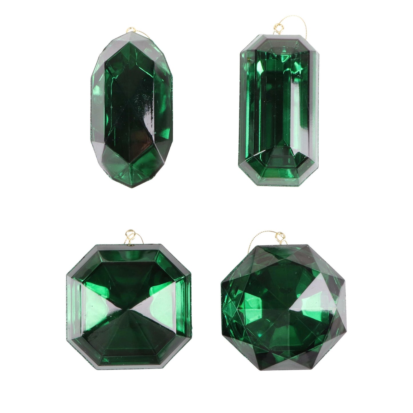 4-5" Dark Green Jewel Glitter Ornament Assorted Ornament Vickerman