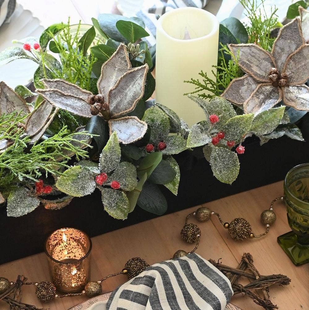 Close-up view of weatherproof cypress pine pick showing detailed artificial pine needles and natural green coloring