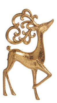 5.25-inch ornate deer ornament in two distinct styles for elegant holiday decorating
