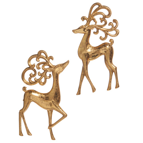 5.25-inch ornate deer ornament in two distinct styles for elegant holiday decorating