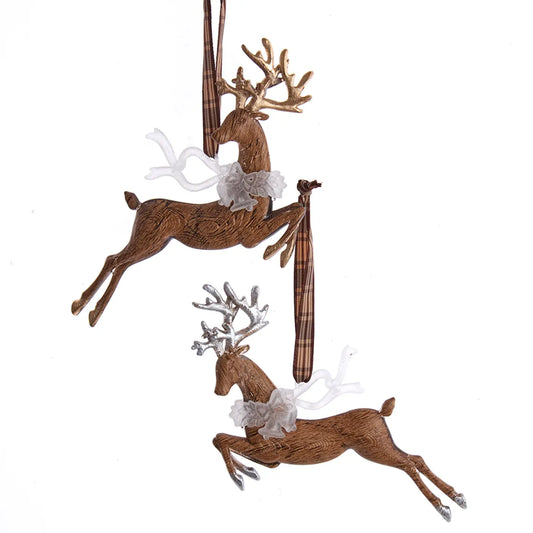 Rustic Glam 6-inch deer ornaments in two woodland metallic-accented styles by Kurt S. Adler