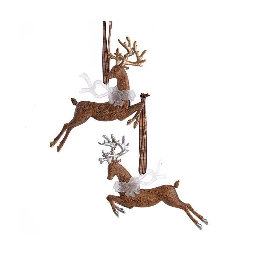 Rustic Glam 6-inch deer ornaments in two woodland metallic-accented styles by Kurt S. Adler