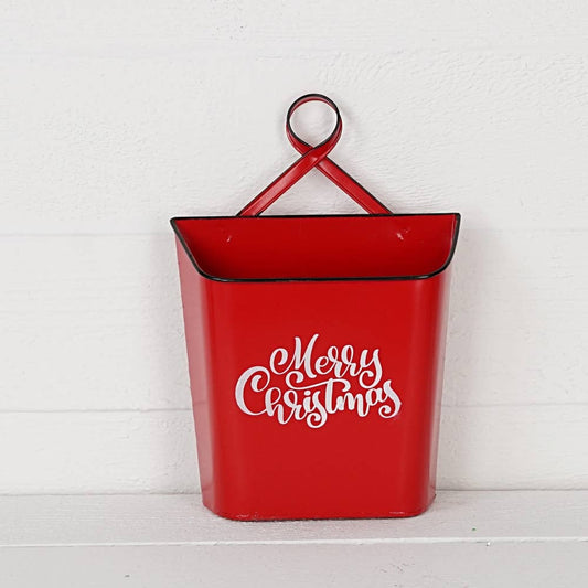 12-inch large vintage red mailbox basket with distressed finish for Christmas decor
