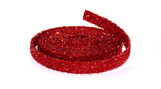 Red wired glitter rope ribbon, set of 12 rolls, 15 ft each, bold red glitter finish for bows, wreaths, gift wrap, and holiday décor