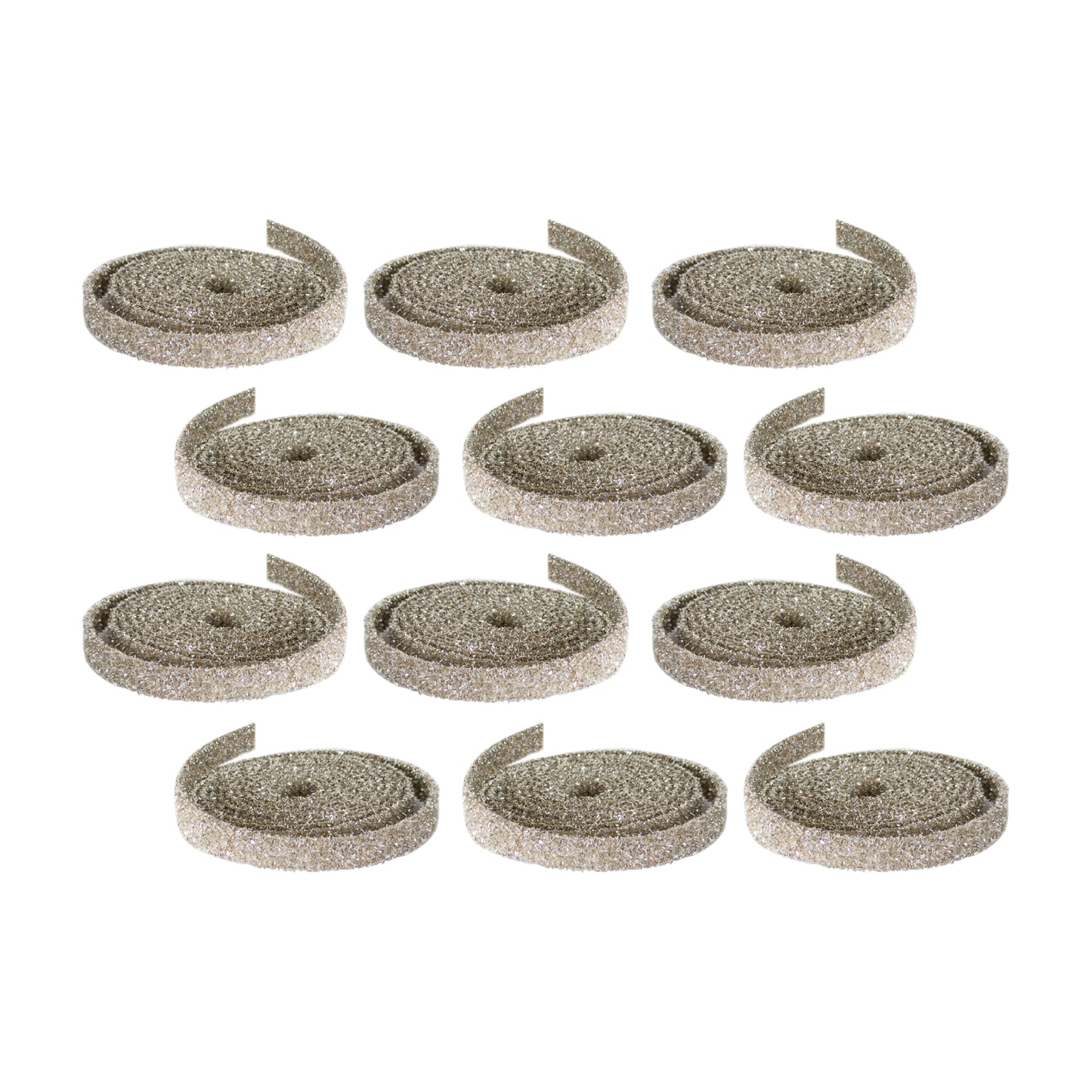 Champagne wired glitter rope ribbon, set of 12 rolls, 15 ft each, sparkling champagne finish ideal for wreaths, garlands, bows, and gift accents