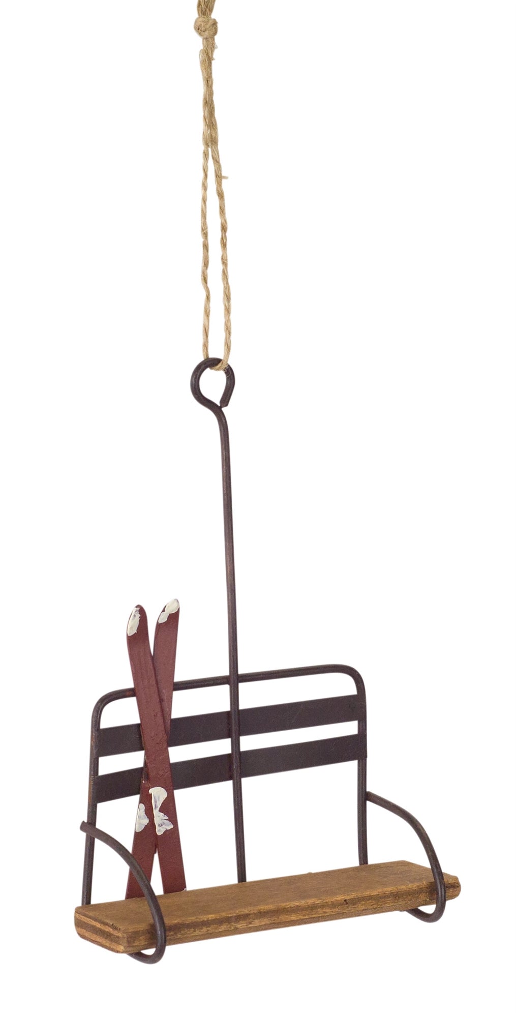 Vintage Wood and Metal Ski Chair Lift Christmas Ornament