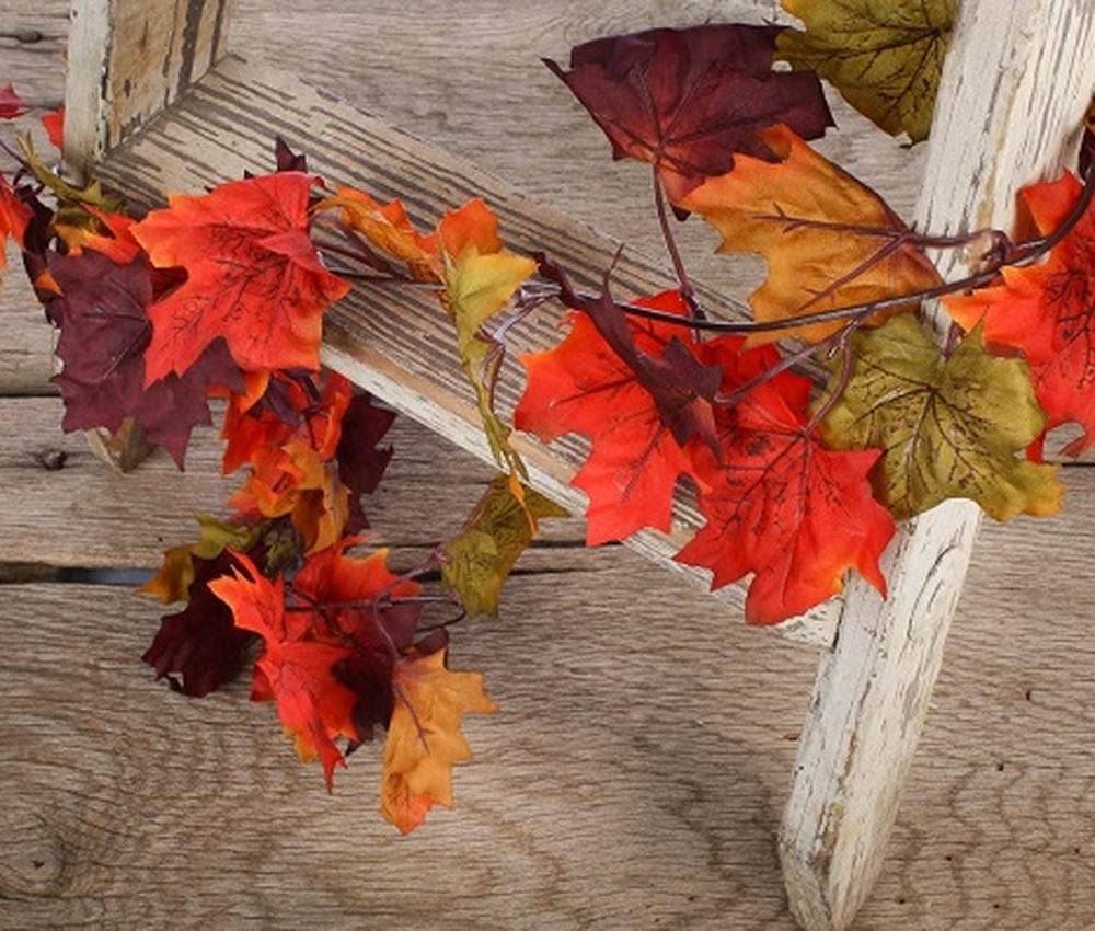 6 Foot Autumn Maple Leaf Garland - Fall Seasonal Decoration
