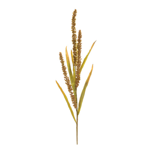 Set of twelve seeded harvest floral sprays with brown and green hues, each approx. 25.5″ tall