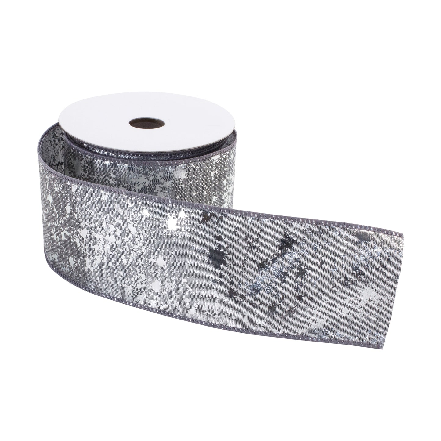 Grey distressed wired polyester ribbon, set of 2 (2.5″ x 10 yd each), premium wired edge for shaping wreaths, bows, and holiday décor