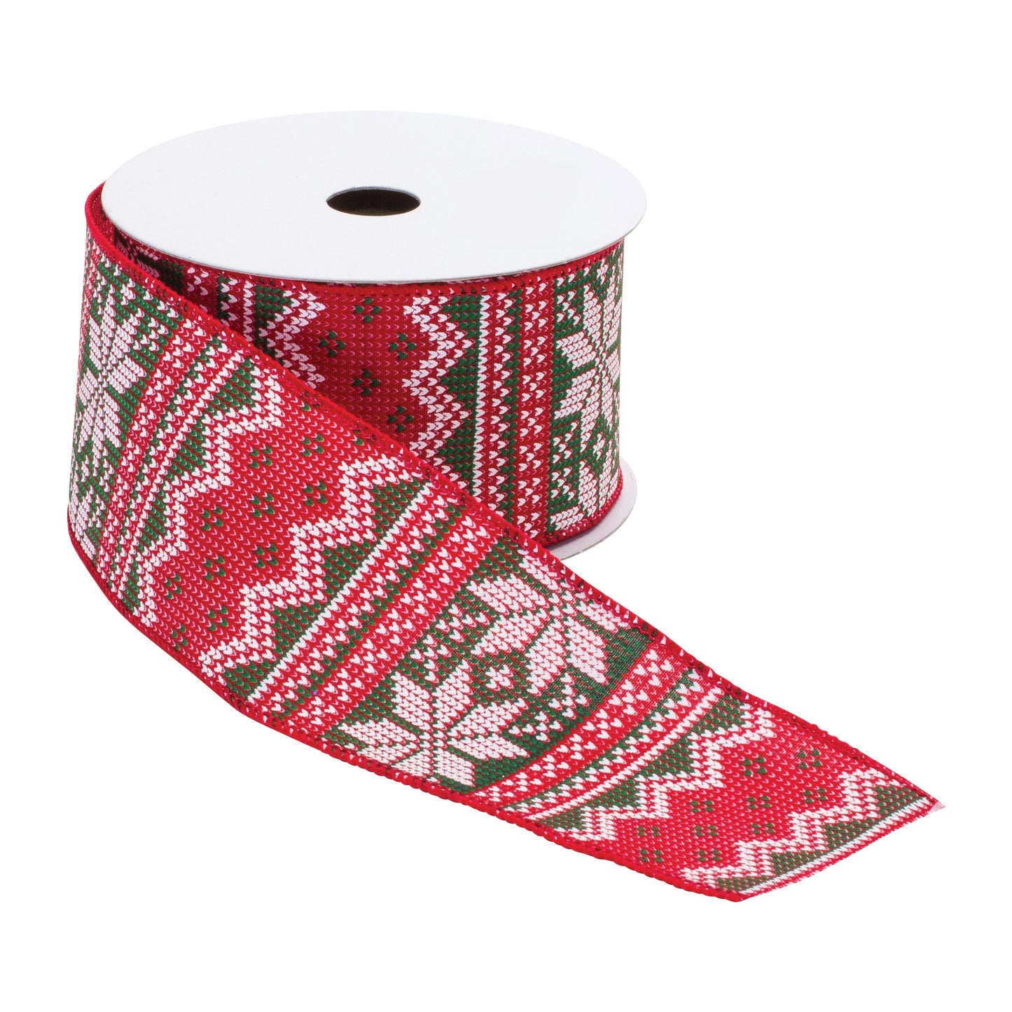 Red, white, and black Nordic snowflake wired ribbon, set of 2 (2.5″ x 10 yd each), wired edges ideal for wreaths, bows, and holiday décor