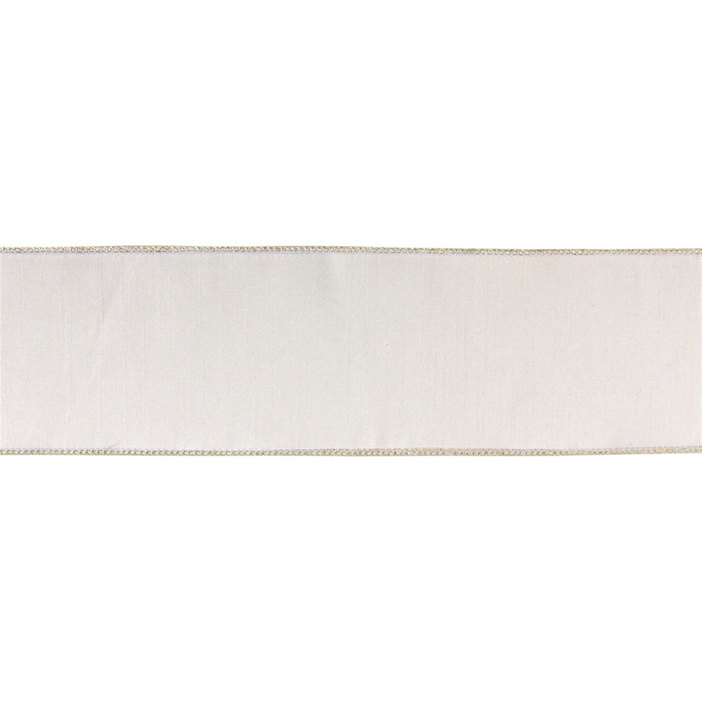 4″ × 10 yd wired polyester ribbon in classic white—perfect for bows, wreaths, and holiday décor