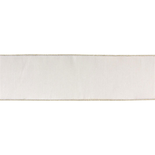 4″ × 10 yd wired polyester ribbon in classic white—perfect for bows, wreaths, and holiday décor