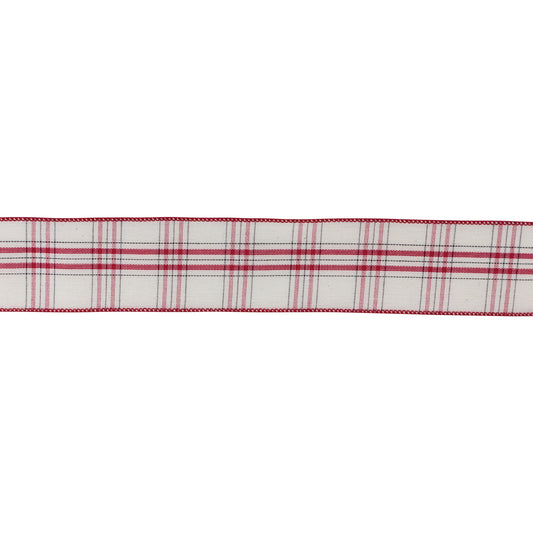 Red and white plaid cotton ribbon set of two rolls – 4″ × 5 yds each, wired holiday ribbon for wreaths, bows, garlands, and gift wrap | RRO Home