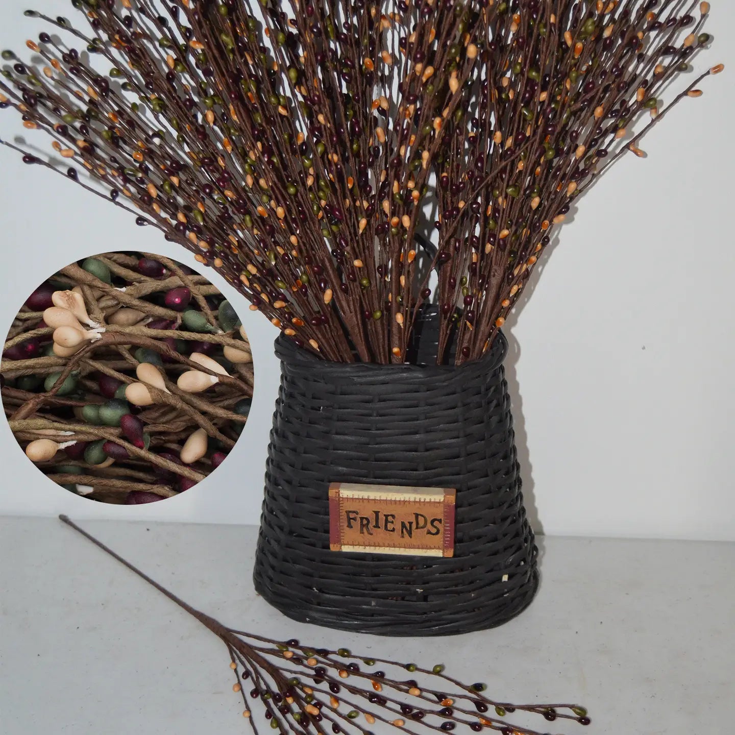 Country Estate 18 inch mini berry pick artificial stem with realistic berries for rustic home decorating