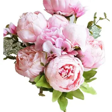 18 inch super soft pink peony silk wedding bouquet with blooming flowers for bridal ceremonies and elegant events