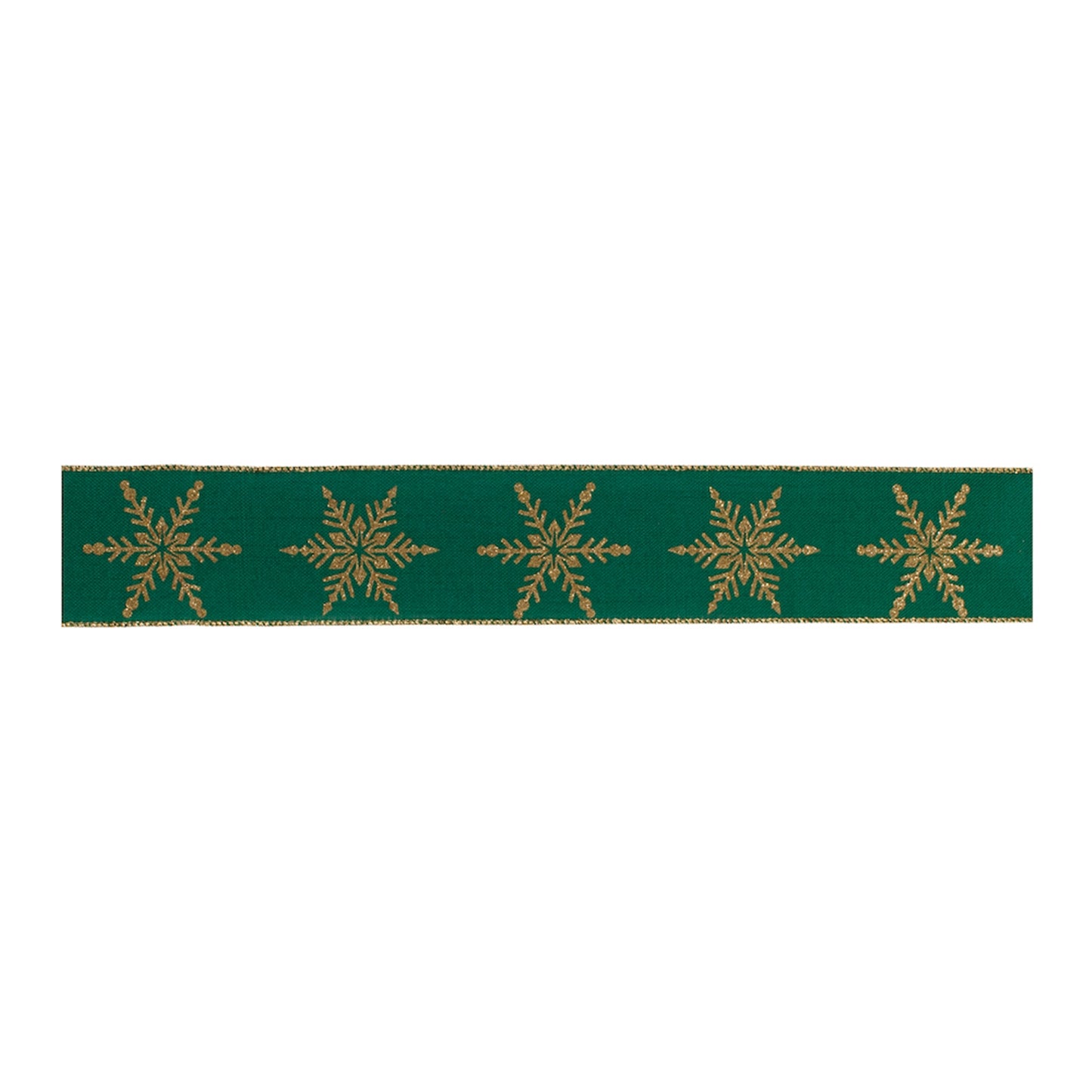 Green and gold snowflake wired ribbon (set of 2) – 2.5″ × 10 Yds each, perfect for wreaths, bows & holiday décor | RRO Home