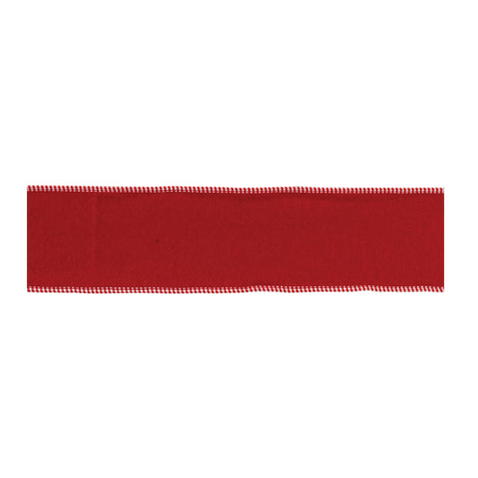 Wool holiday ribbon 4″ × 5 Yds – red & white festive design on wired wool blend decorative ribbon | RRO Home