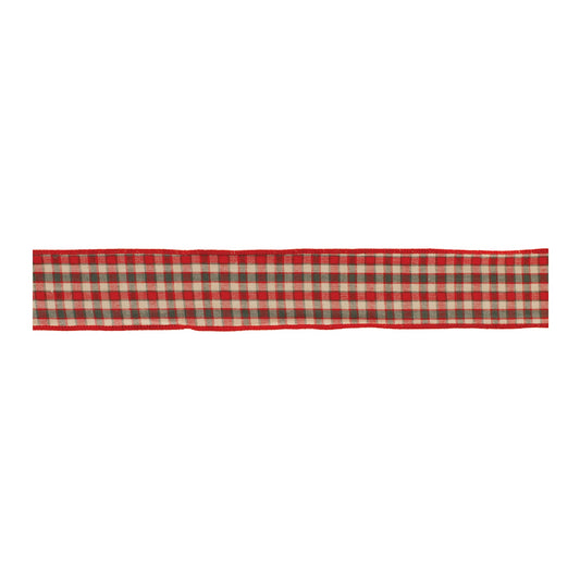 Plaid Holiday Ribbon set of 2 – red black white plaid wired ribbon 2.5" x 5 yds each | RRO Home