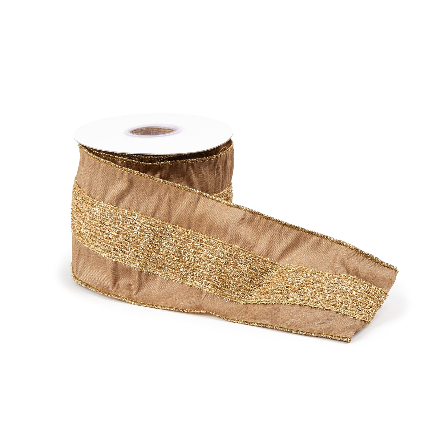 Gold shimmer wired ribbon set of 2 – 4" x 5 yds, shimmering holiday ribbon | RRO Home