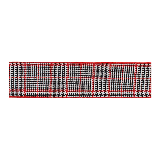 Red and black houndstooth wired ribbon – 4" x 10 yds striking holiday ribbon | RRO Home
