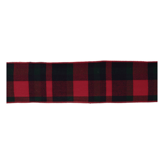 Red and black plaid wired ribbon set of 2 – 4" x 5 yds each, rustic holiday ribbon | RRO Home