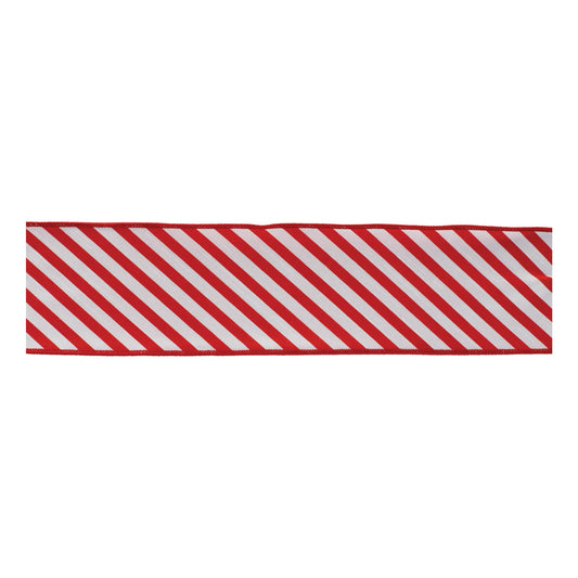 Red and white striped wired ribbon set of 2 – 4" x 10 yds each, festive pattern with wired edges | RRO Home