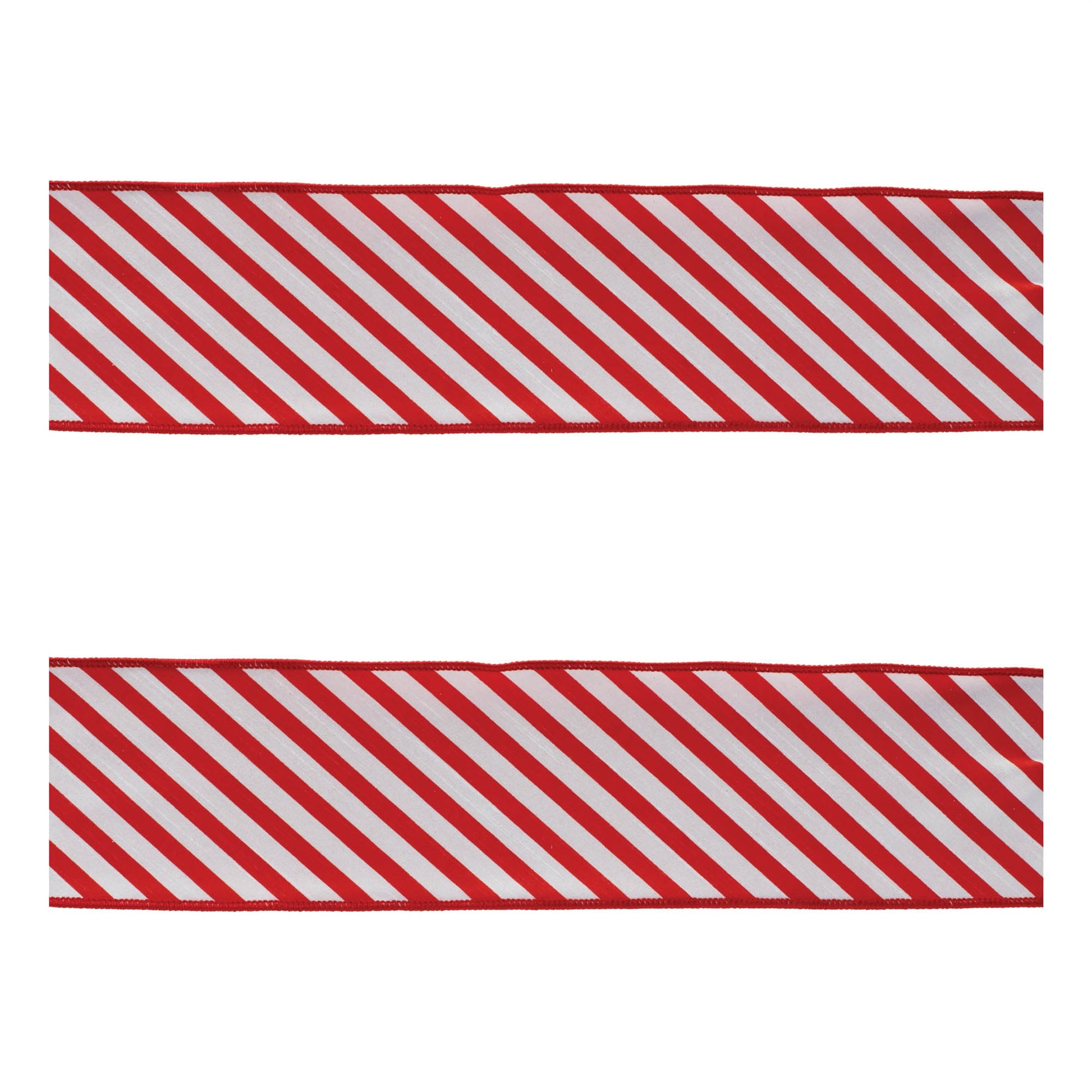 Red and white striped wired ribbon set of 2 – 4" x 10 yds each, festive pattern with wired edges | RRO Home