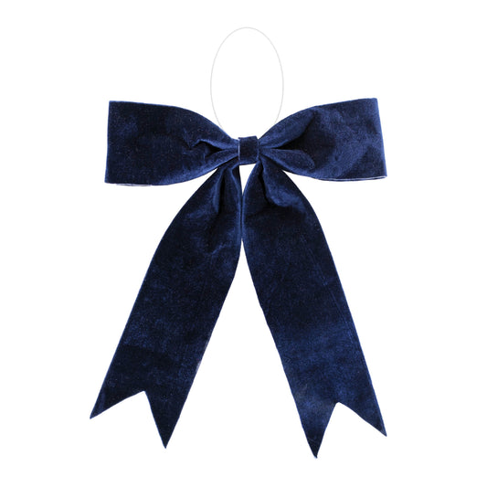 Navy blue holiday bow set of 2 – 18" x 17", soft polyester with clear hanger | RRO Home