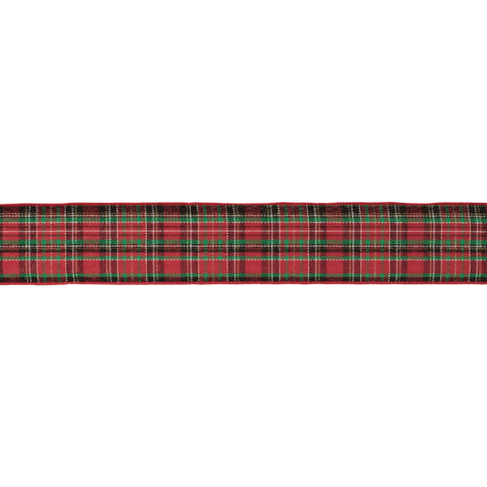 Tartan plaid wired ribbon set of 2 – red & green plaid with wired edges, 2.5" x 10 yds each | RRO Home