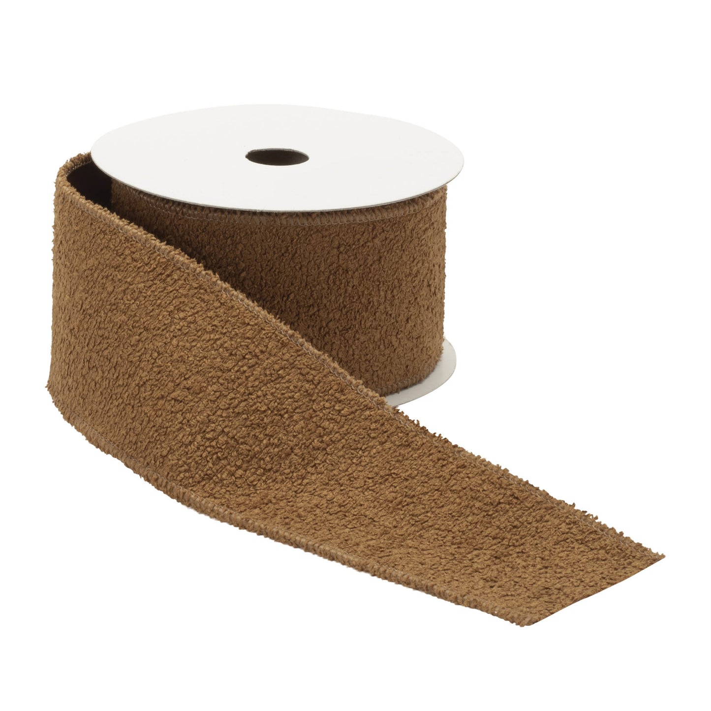Fuzzy brown wired ribbon set of 2 – plush textured polyester-nylon, 2.5\" x 5 yds each, wired edges | RRO Home