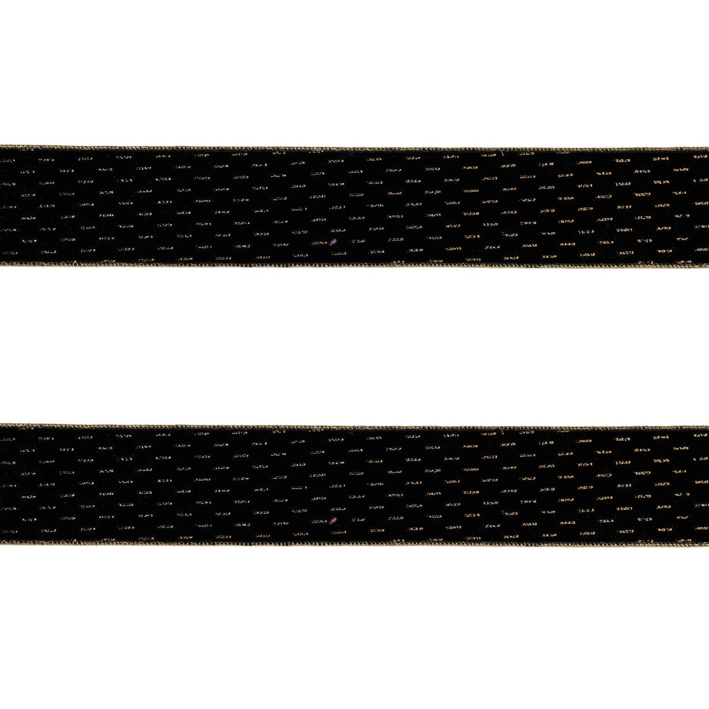 Set of two black wired ribbon rolls, 2.5″ wide × 5 yards each, with gold trim and flexible fabric for wreaths and bows