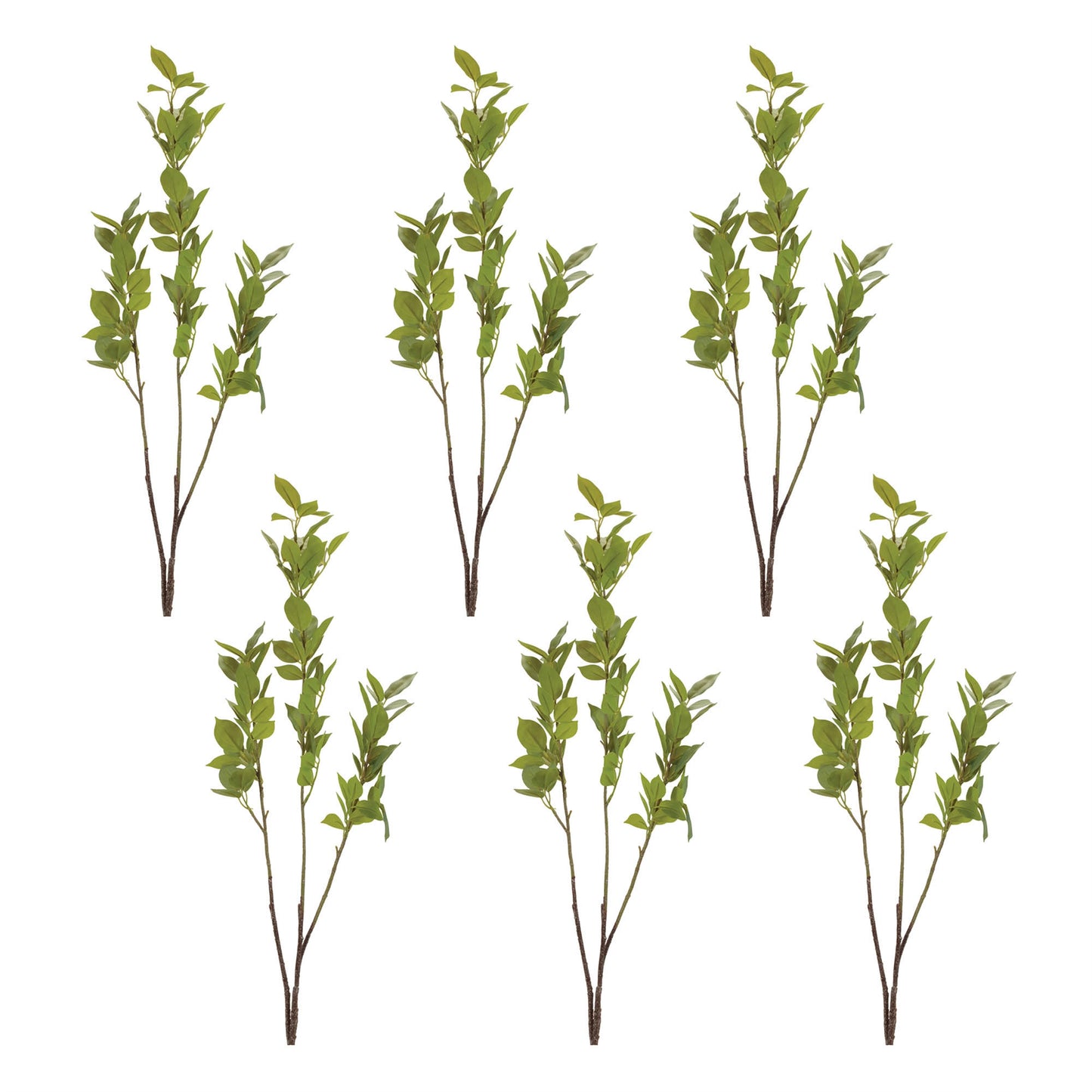 Set of 6 tall artificial green leaf foliage branches (43-Inch)