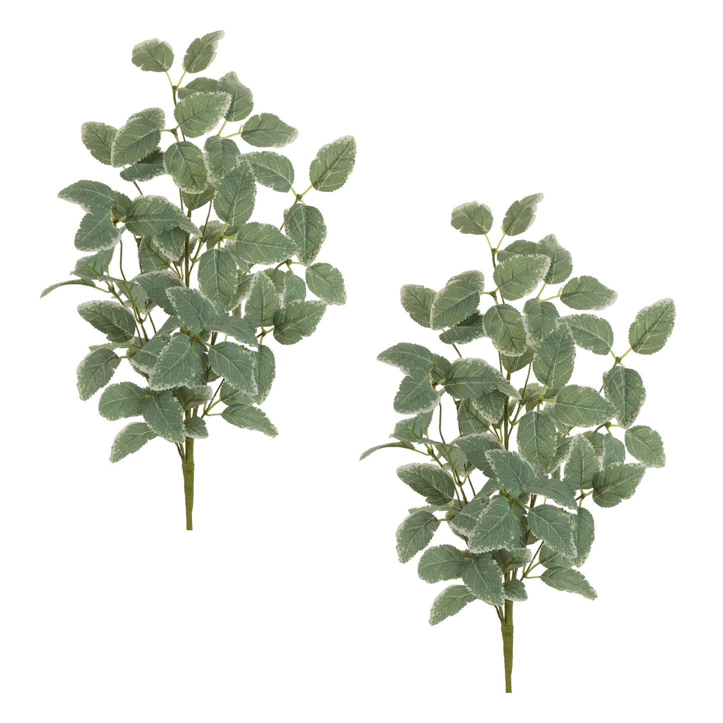Set of 2 variegated foliage sprays with wired stems, natural green tones