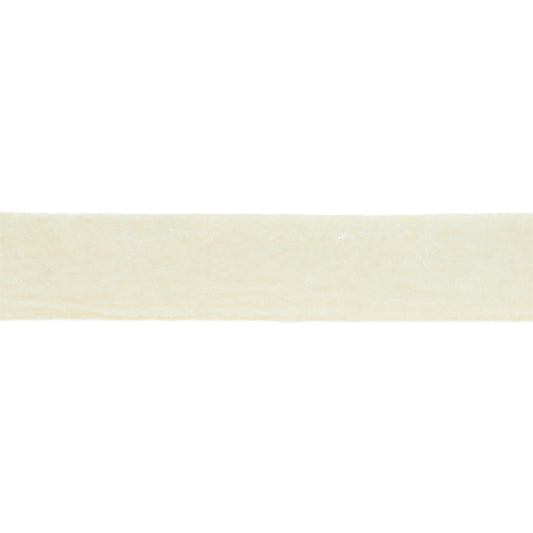 Beige velvet ribbon roll, 2″ wide × 10 yards, with raw fringed edges for flowing bows, wreaths, and rustic décor