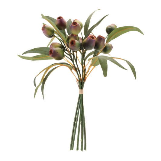 Rustic purple pod foliage bundle set of 6 with raffia wrap and wired stems for wreaths and centerpieces