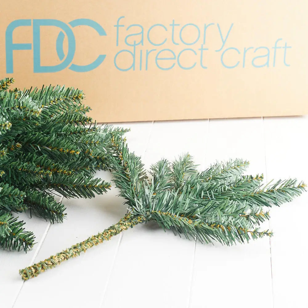 17-inch realistic artificial Canadian pine pick with green needles and flexible wire stem