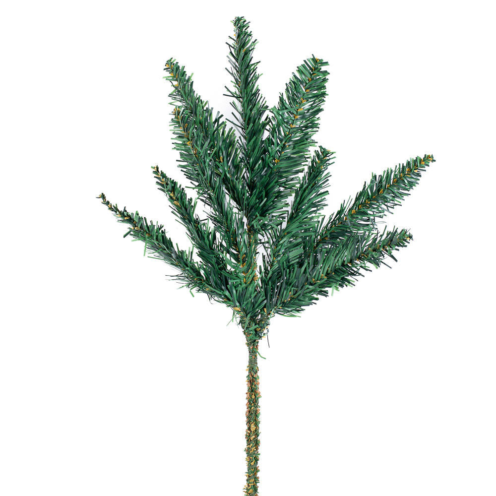 17-inch realistic artificial Canadian pine pick with green needles and flexible wire stem