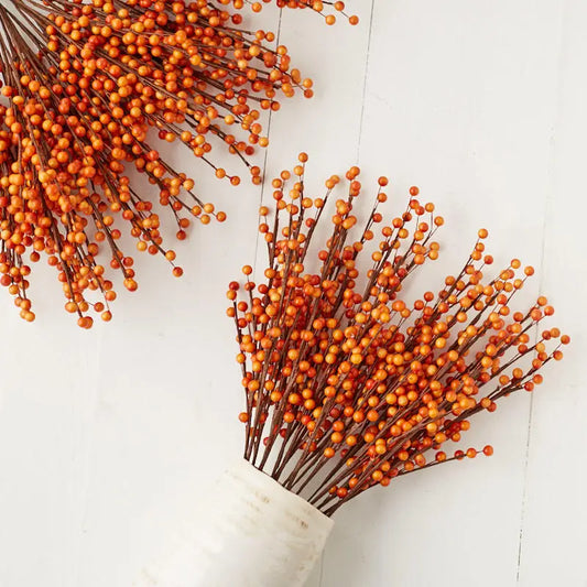 22-inch artificial berry spray with vibrant autumn-orange berry clusters on tall stems
