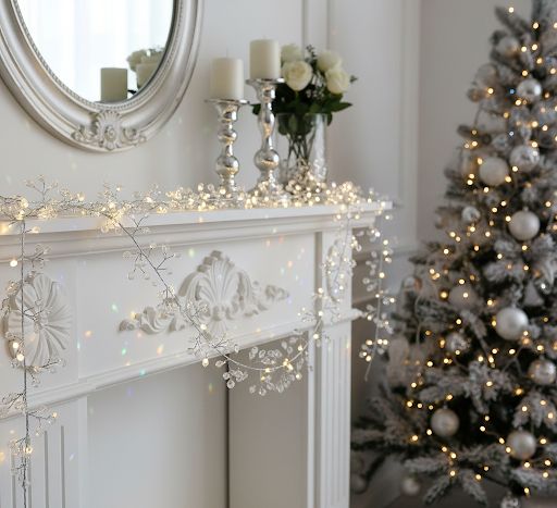 5-foot clear beaded garland with delicate sparkling beads for elegant holiday décor