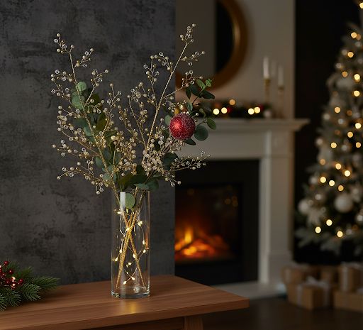 33-inch pearl and jewel spray with delicate pearls and sparkling jewels for elegant holiday or wedding decor